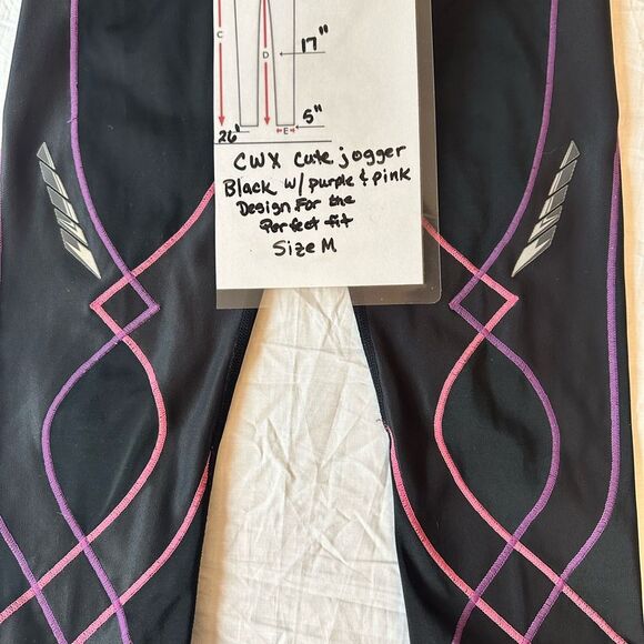 CW-X joint compression Black leggings with Pink and Purple Accents Size M - Picture 8 of 8
